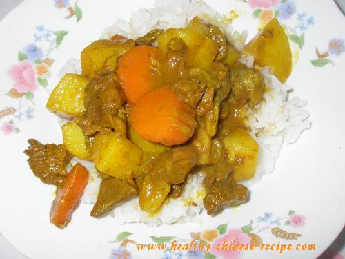 Beef and Potato Curry with Steamed Rice